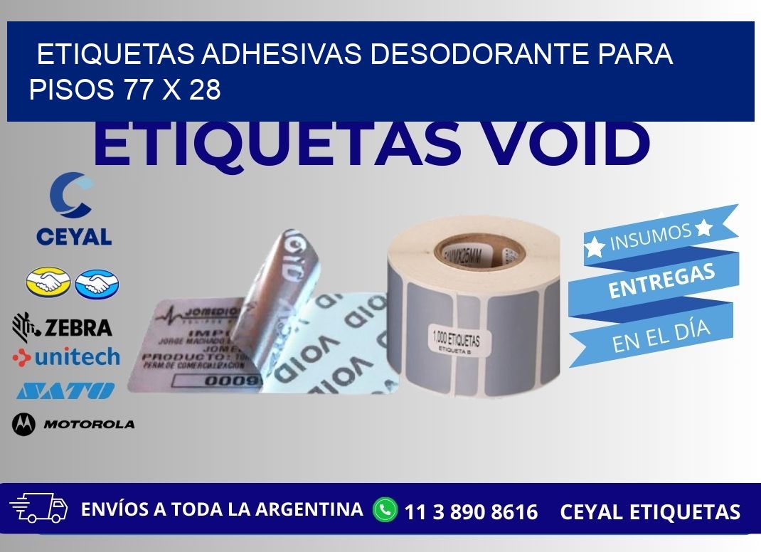 ETIQUETAS ADHESIVAS DESODORANTE PARA PISOS 77 x 28