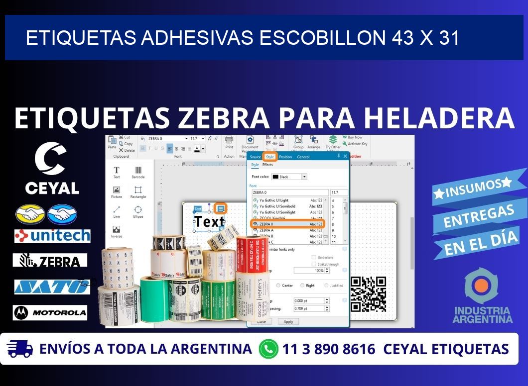 ETIQUETAS ADHESIVAS ESCOBILLON 43 x 31