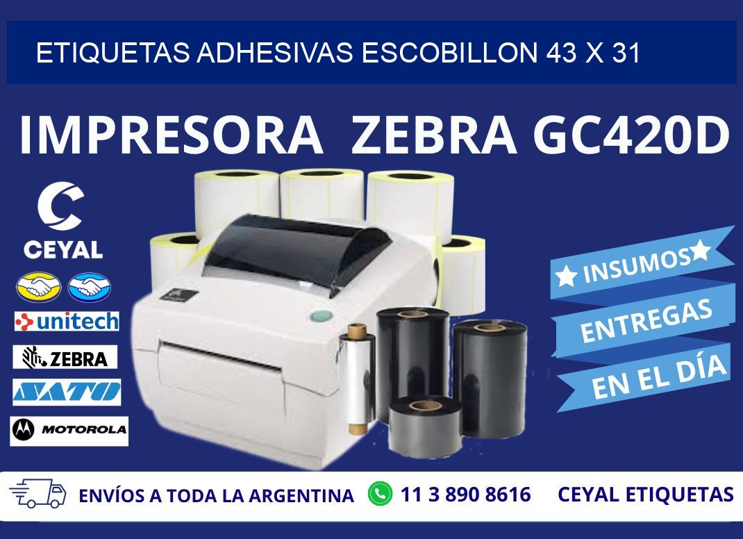 ETIQUETAS ADHESIVAS ESCOBILLON 43 x 31