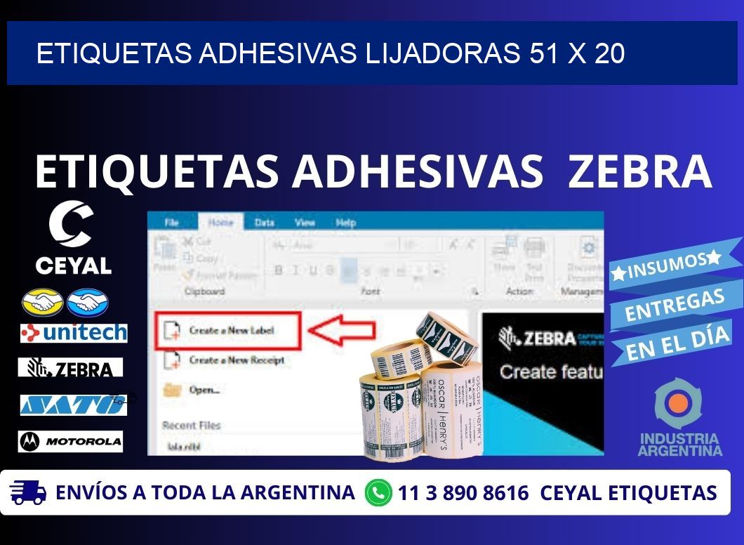 ETIQUETAS ADHESIVAS LIJADORAS 51 x 20