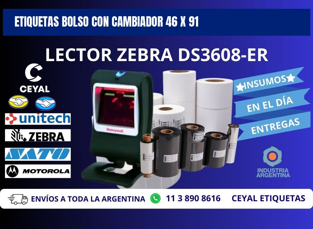 ETIQUETAS BOLSO CON CAMBIADOR 46 x 91