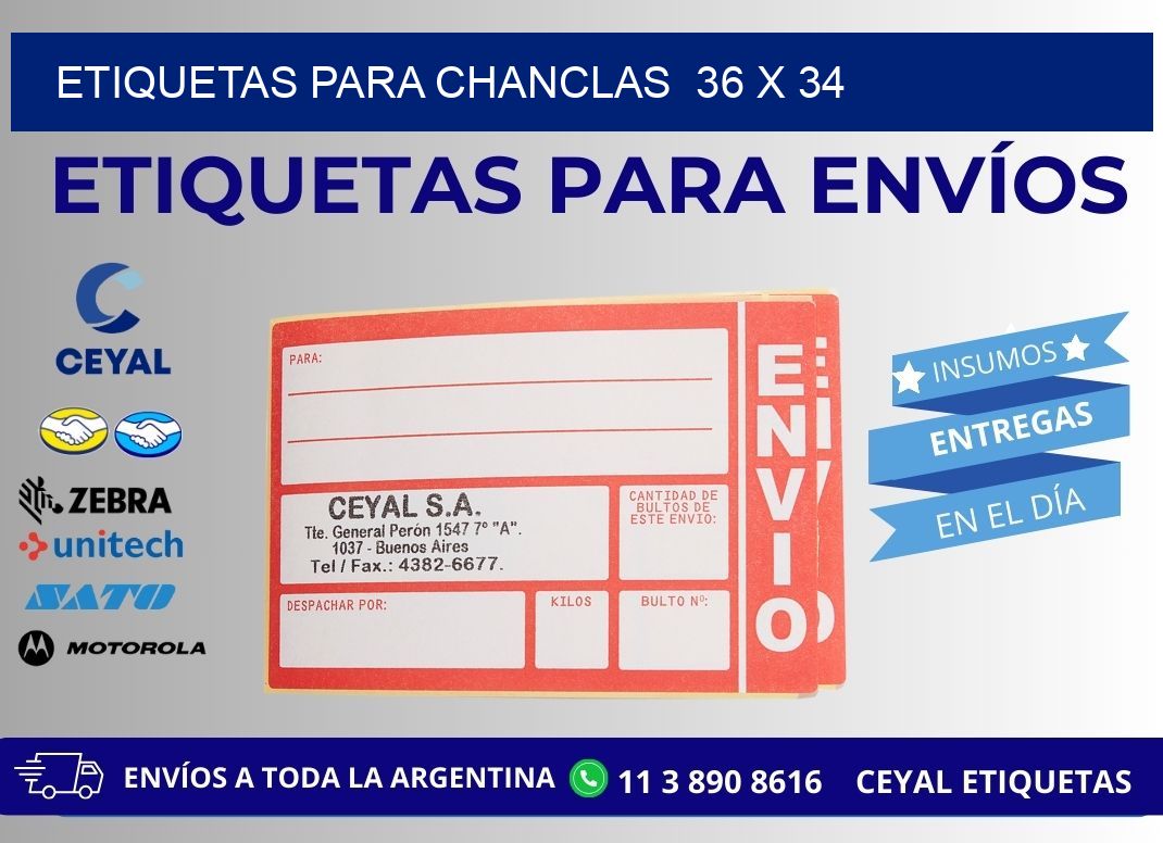 ETIQUETAS PARA CHANCLAS  36 x 34