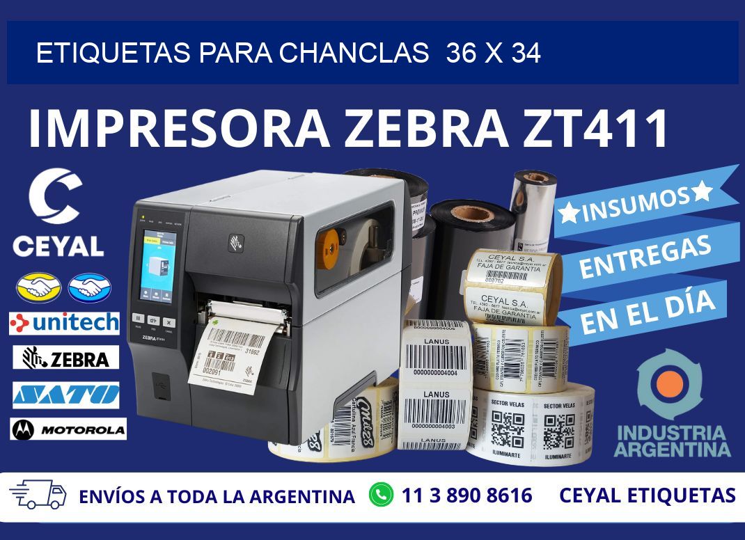 ETIQUETAS PARA CHANCLAS  36 x 34
