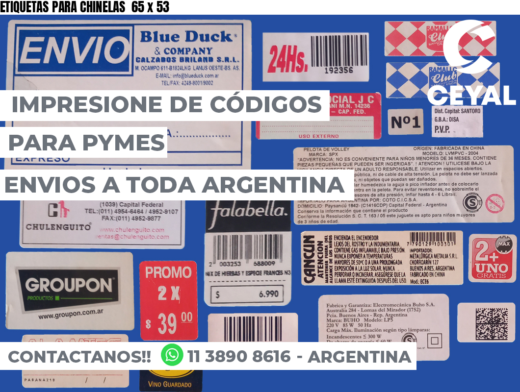 ETIQUETAS PARA CHINELAS  65 x 53