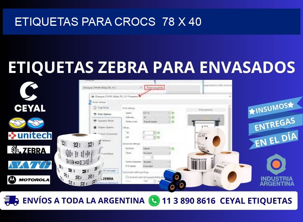 ETIQUETAS PARA CROCS  78 x 40
