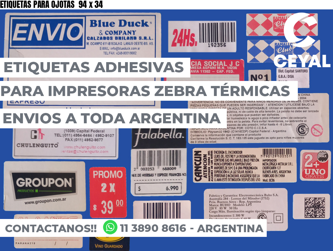 ETIQUETAS PARA OJOTAS  94 x 34