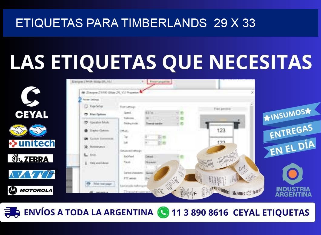 ETIQUETAS PARA TIMBERLANDS  29 x 33
