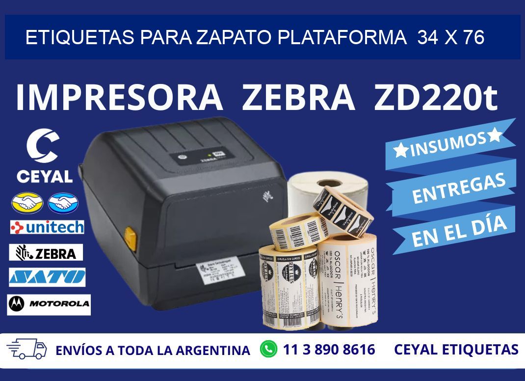 ETIQUETAS PARA ZAPATO PLATAFORMA  34 x 76