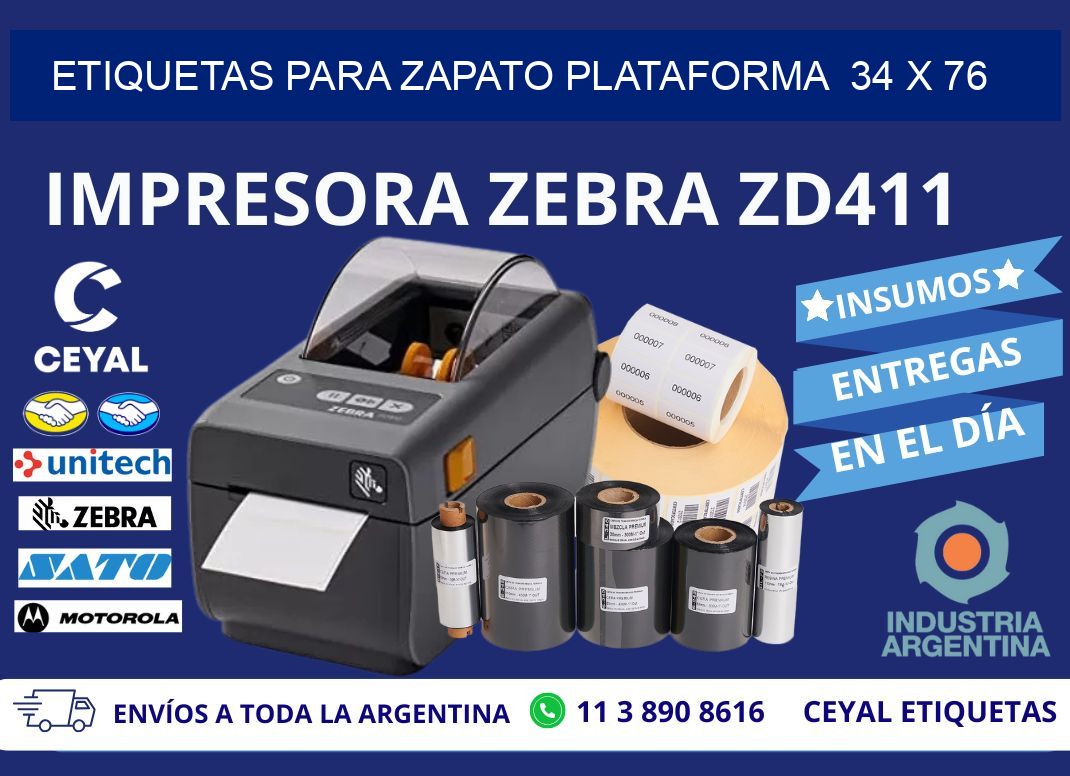 ETIQUETAS PARA ZAPATO PLATAFORMA  34 x 76
