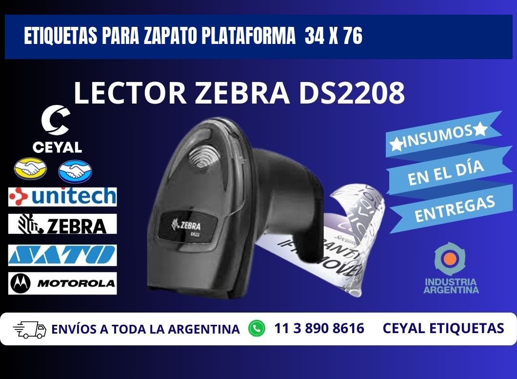ETIQUETAS PARA ZAPATO PLATAFORMA  34 x 76
