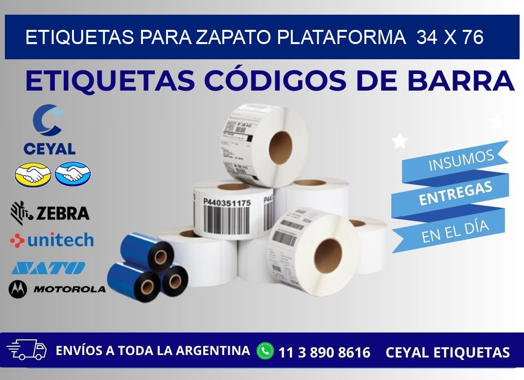 ETIQUETAS PARA ZAPATO PLATAFORMA  34 x 76