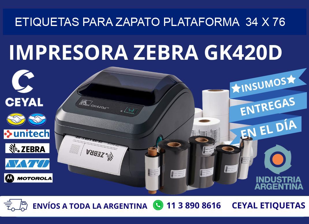 ETIQUETAS PARA ZAPATO PLATAFORMA  34 x 76