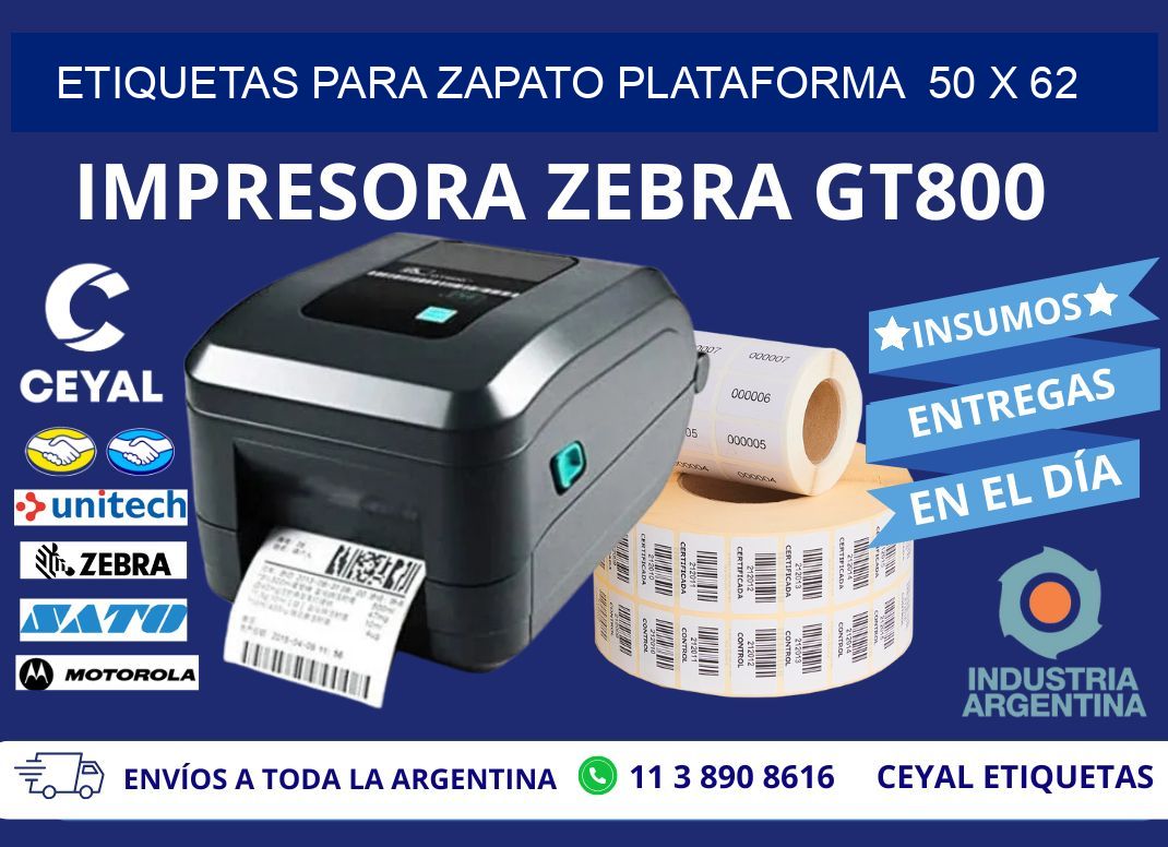 ETIQUETAS PARA ZAPATO PLATAFORMA  50 x 62