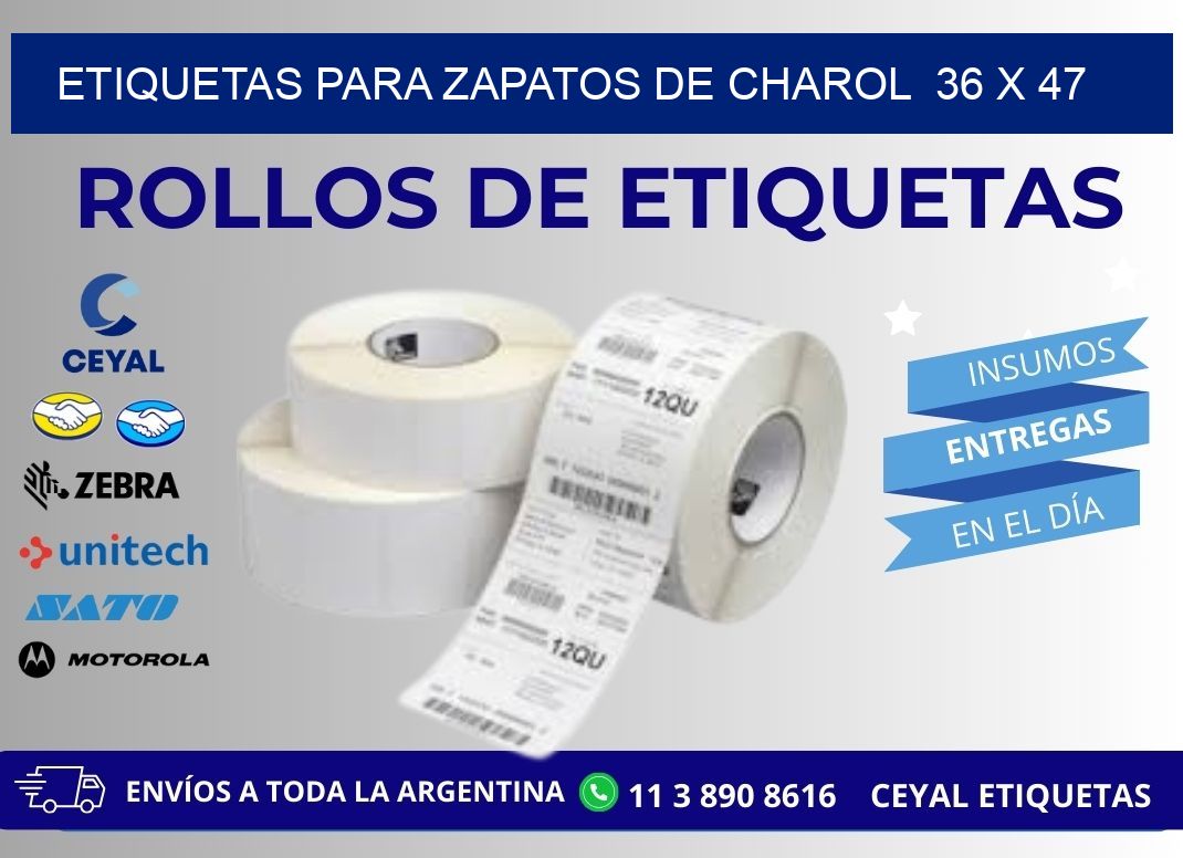 ETIQUETAS PARA ZAPATOS DE CHAROL  36 x 47