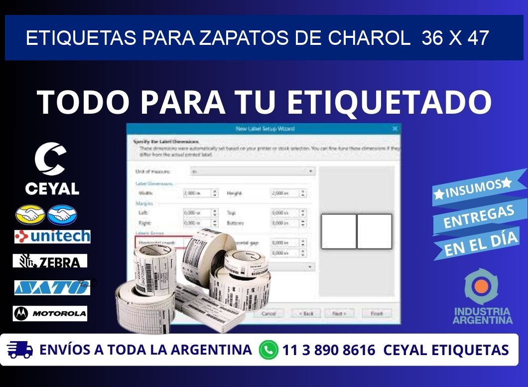 ETIQUETAS PARA ZAPATOS DE CHAROL  36 x 47