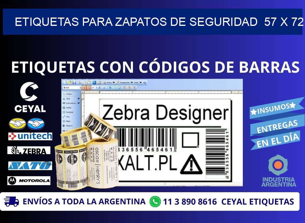 ETIQUETAS PARA ZAPATOS DE SEGURIDAD  57 x 72