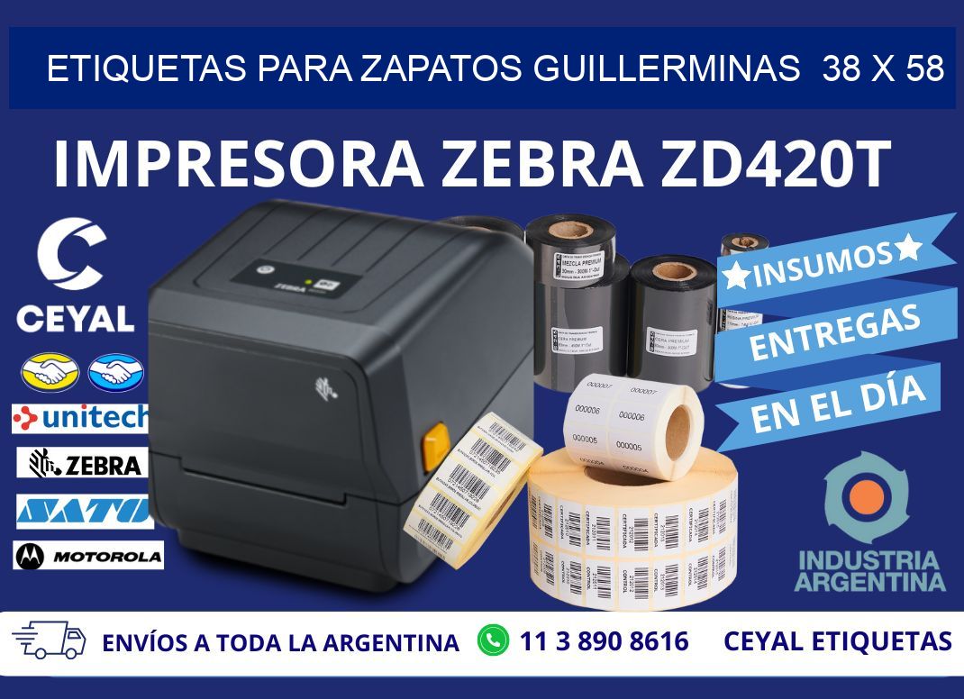 ETIQUETAS PARA ZAPATOS GUILLERMINAS  38 x 58