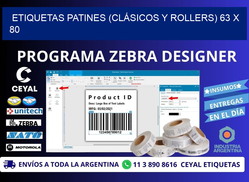ETIQUETAS PATINES (CLÁSICOS Y ROLLERS) 63 x 80