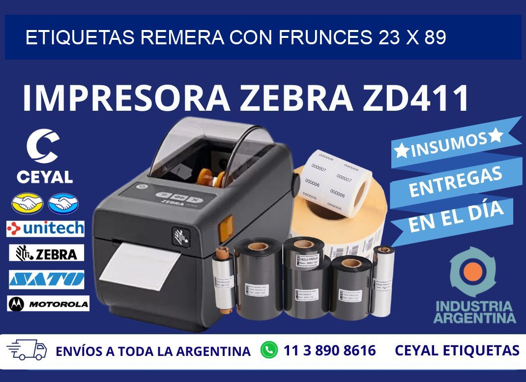 ETIQUETAS REMERA CON FRUNCES 23 x 89