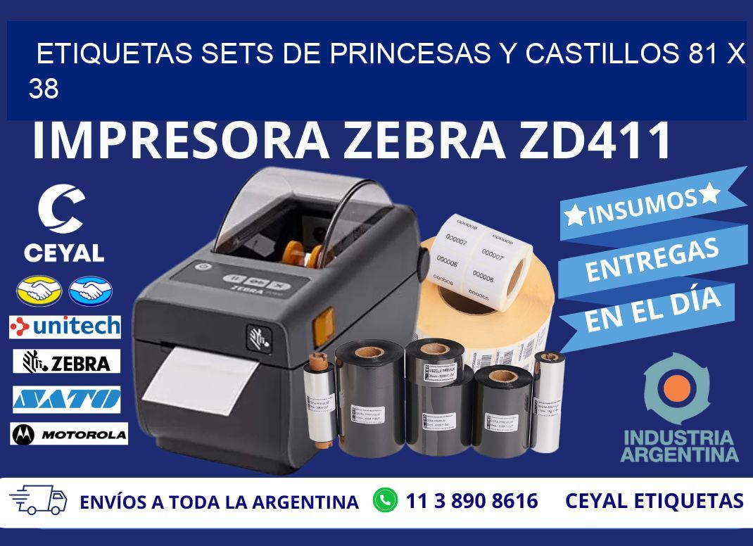 ETIQUETAS SETS DE PRINCESAS Y CASTILLOS 81 x 38