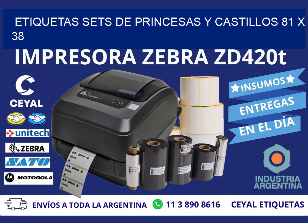 ETIQUETAS SETS DE PRINCESAS Y CASTILLOS 81 x 38