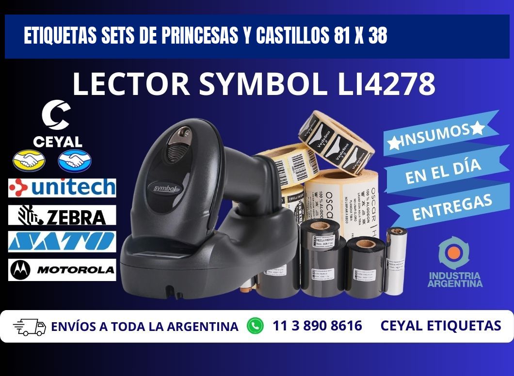 ETIQUETAS SETS DE PRINCESAS Y CASTILLOS 81 x 38