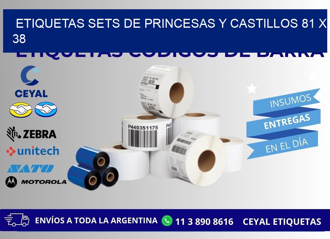 ETIQUETAS SETS DE PRINCESAS Y CASTILLOS 81 x 38