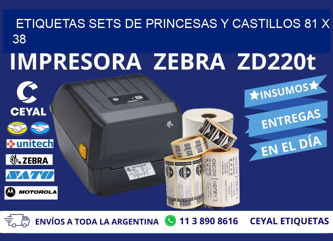 ETIQUETAS SETS DE PRINCESAS Y CASTILLOS 81 x 38