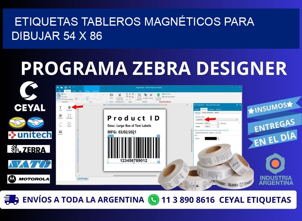 ETIQUETAS TABLEROS MAGNÉTICOS PARA DIBUJAR 54 x 86