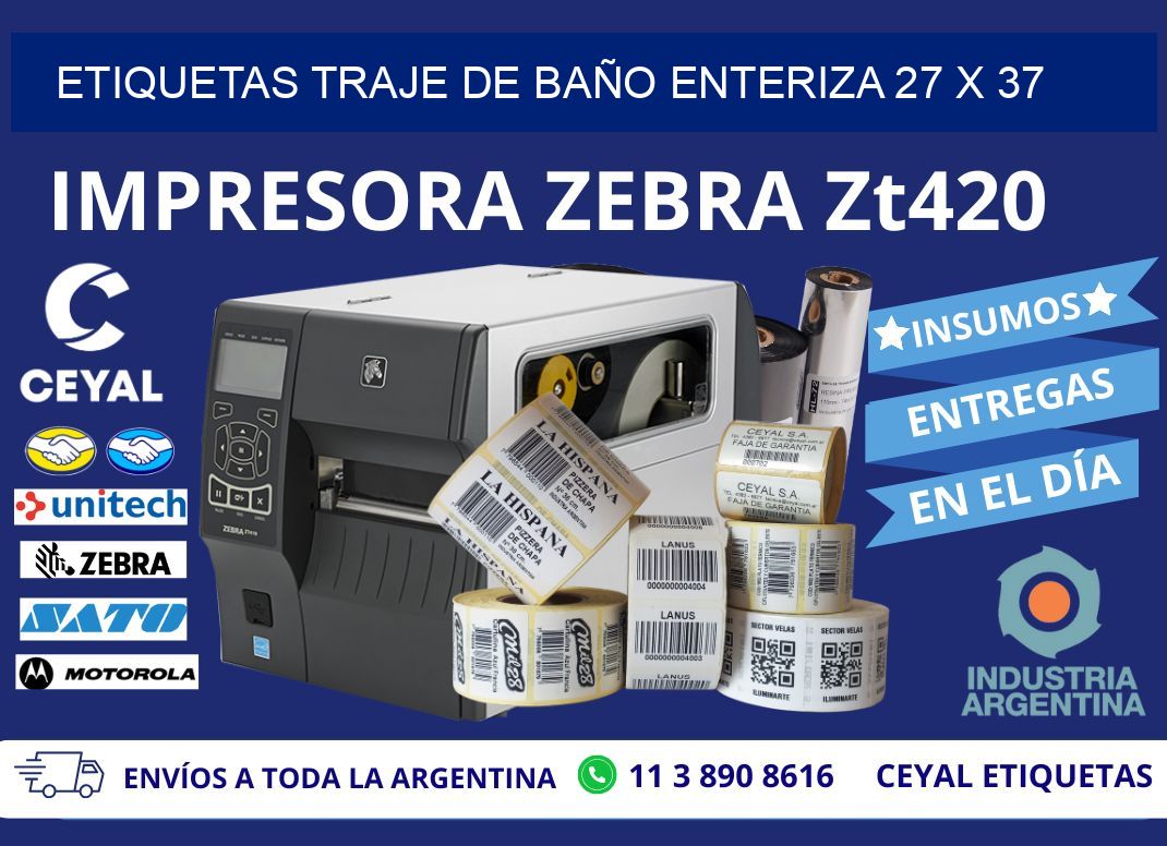ETIQUETAS TRAJE DE BAÑO ENTERIZA 27 x 37