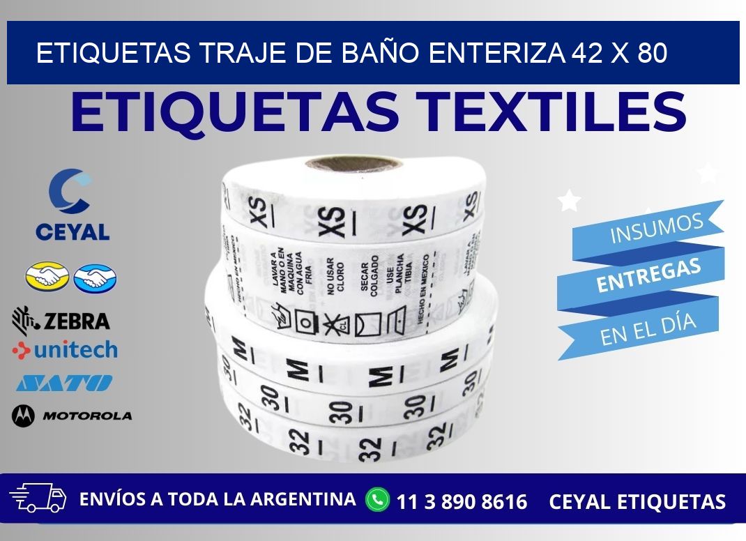 ETIQUETAS TRAJE DE BAÑO ENTERIZA 42 x 80