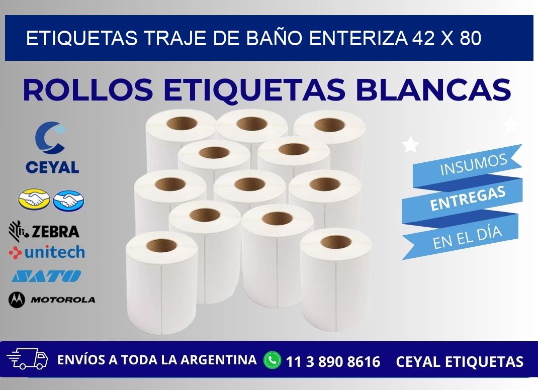 ETIQUETAS TRAJE DE BAÑO ENTERIZA 42 x 80