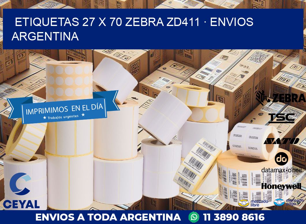 ETIQUETAS 27 x 70 ZEBRA ZD411 · ENVIOS ARGENTINA