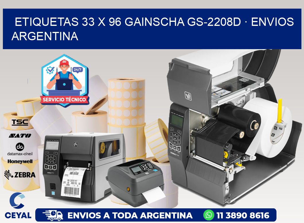 ETIQUETAS 33 x 96 GAINSCHA GS-2208D · ENVIOS ARGENTINA