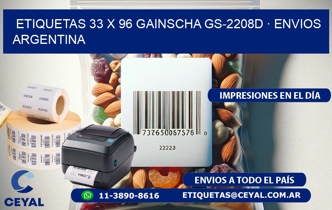 ETIQUETAS 33 x 96 GAINSCHA GS-2208D · ENVIOS ARGENTINA
