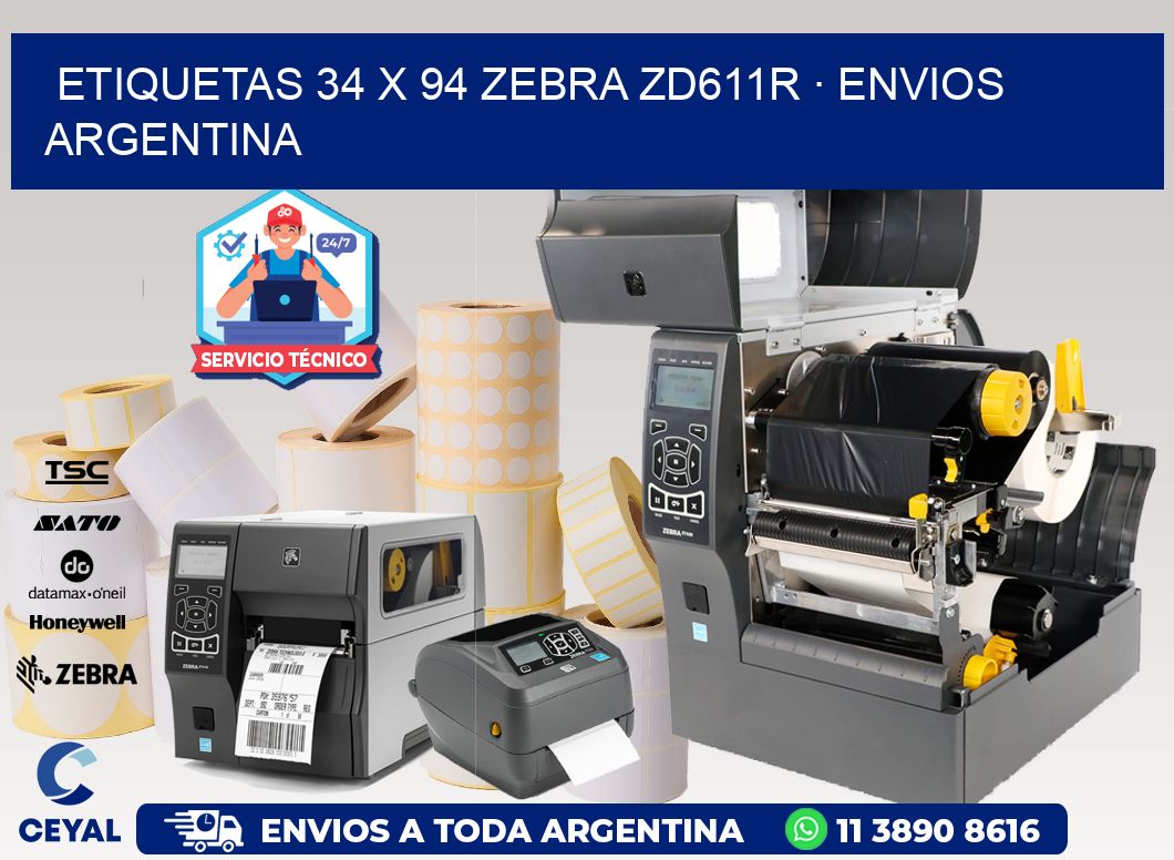 ETIQUETAS 34 x 94 ZEBRA ZD611R · ENVIOS ARGENTINA