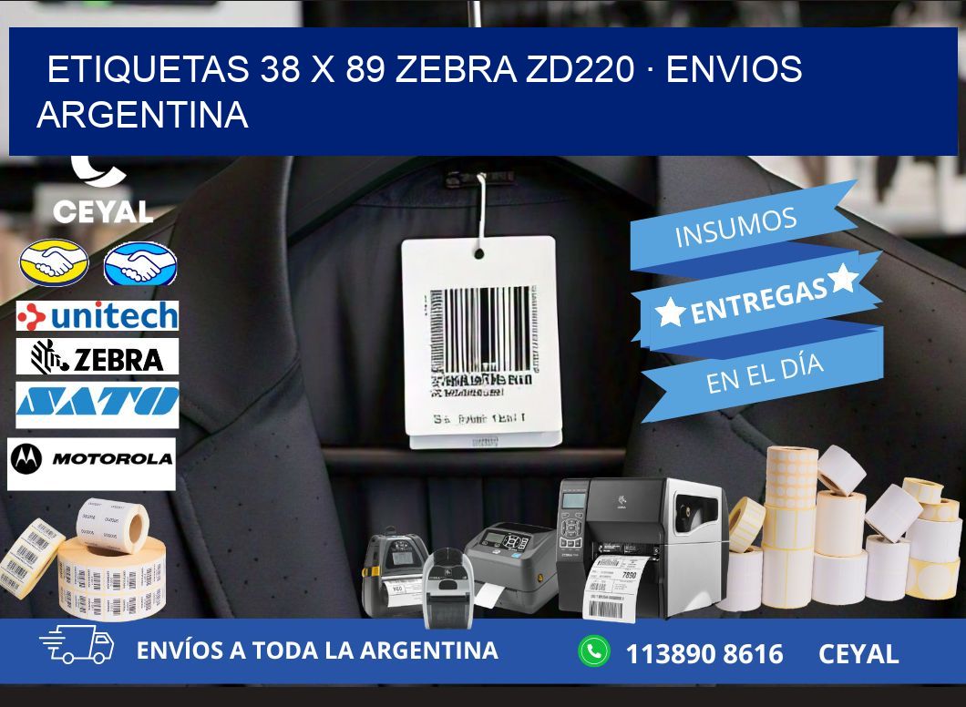 ETIQUETAS 38 x 89 ZEBRA ZD220 · ENVIOS ARGENTINA