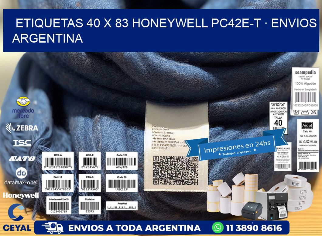 ETIQUETAS 40 x 83 HONEYWELL PC42E-T · ENVIOS ARGENTINA