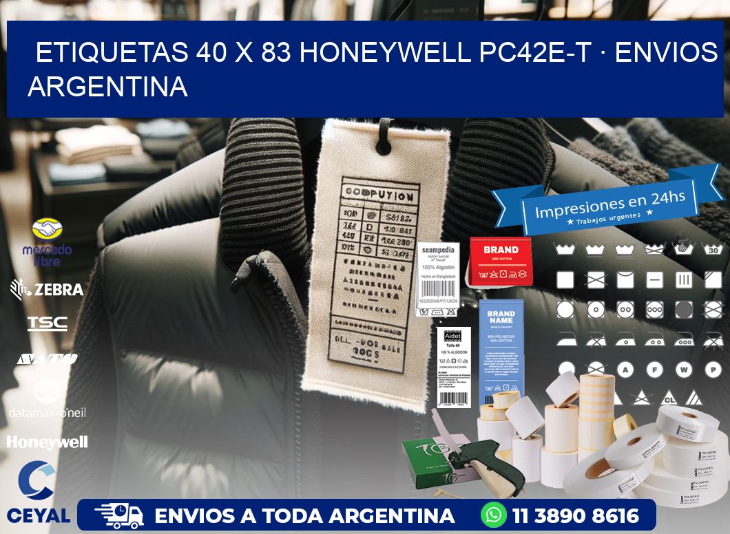 ETIQUETAS 40 x 83 HONEYWELL PC42E-T · ENVIOS ARGENTINA