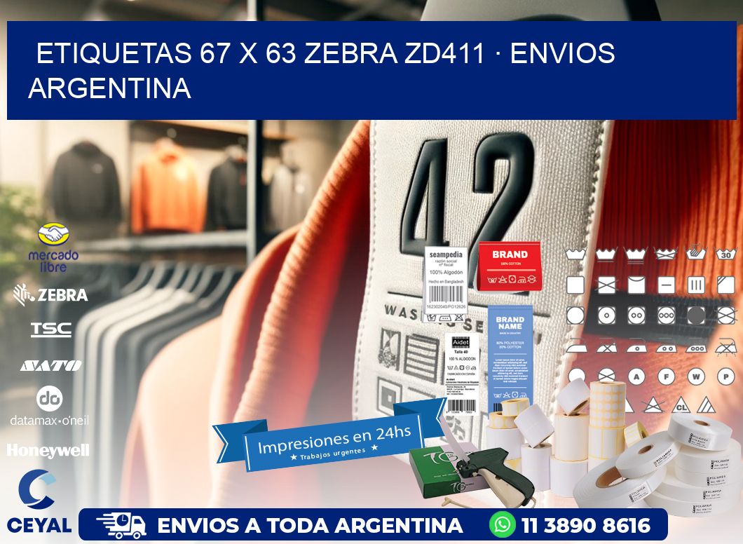 ETIQUETAS 67 x 63 ZEBRA ZD411 · ENVIOS ARGENTINA