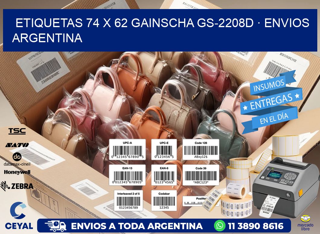ETIQUETAS 74 x 62 GAINSCHA GS-2208D · ENVIOS ARGENTINA