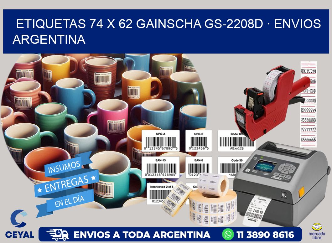 ETIQUETAS 74 x 62 GAINSCHA GS-2208D · ENVIOS ARGENTINA