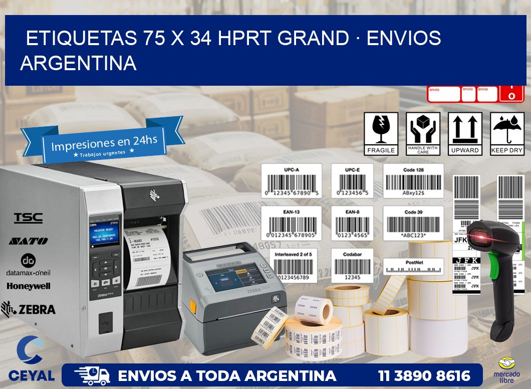 ETIQUETAS 75 x 34 HPRT GRAND · ENVIOS ARGENTINA