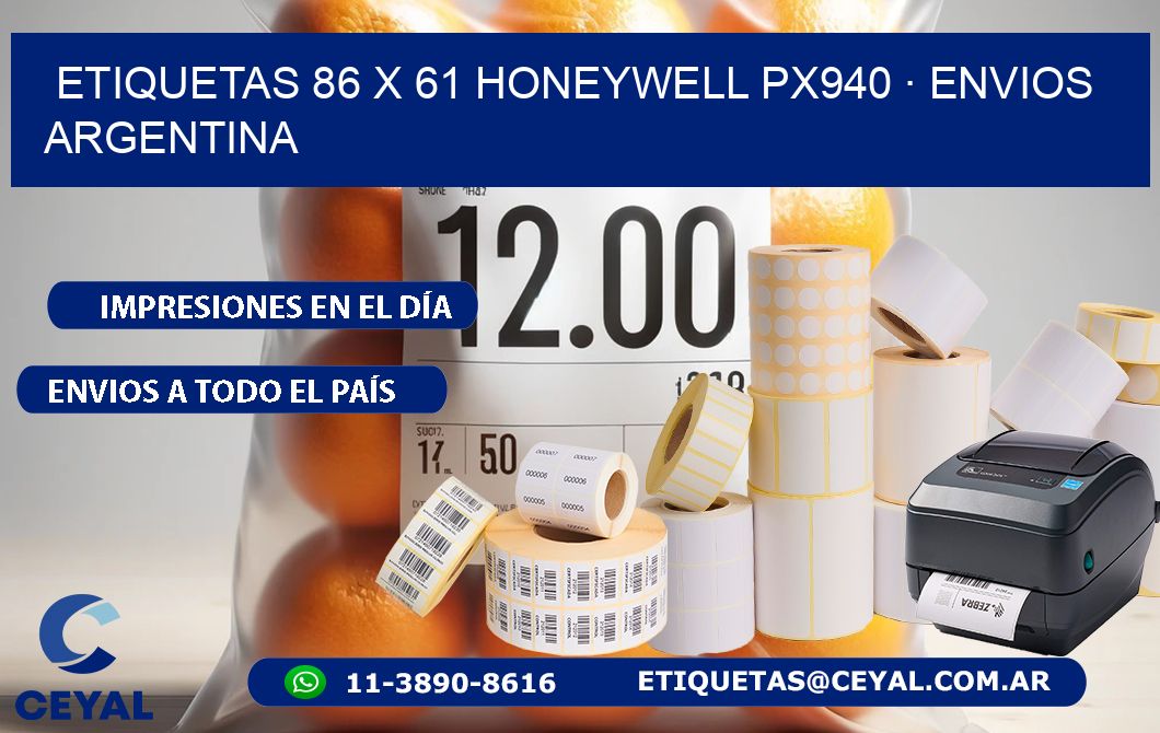 ETIQUETAS 86 x 61 HONEYWELL PX940 · ENVIOS ARGENTINA