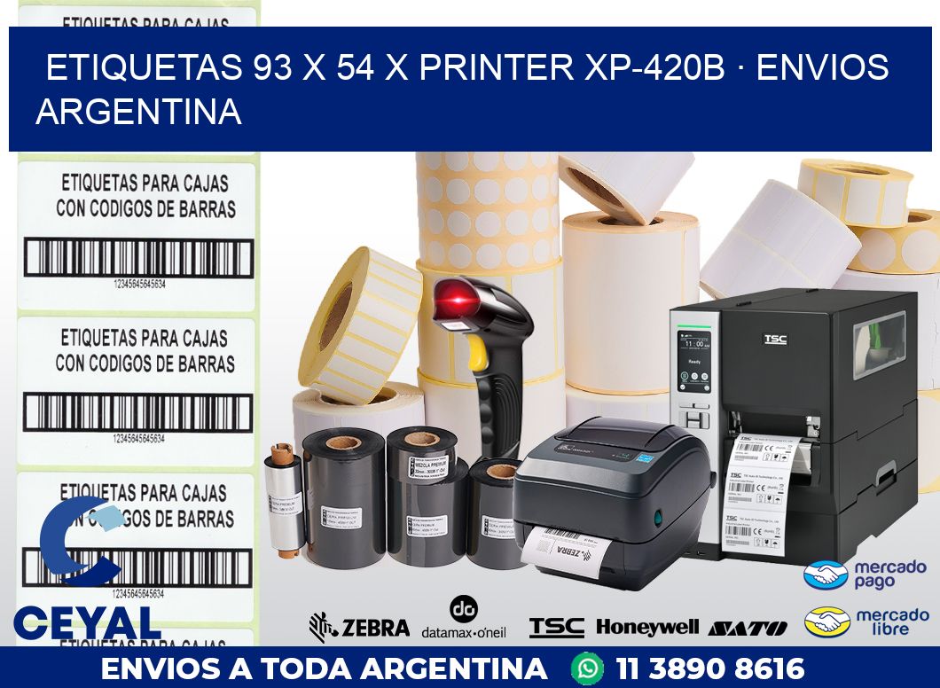 ETIQUETAS 93 x 54 X PRINTER XP-420B · ENVIOS ARGENTINA
