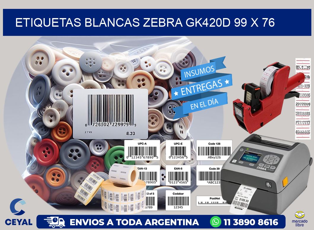ETIQUETAS BLANCAS ZEBRA GK420D 99 x 76