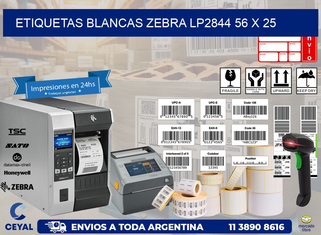 ETIQUETAS BLANCAS ZEBRA LP2844 56 x 25