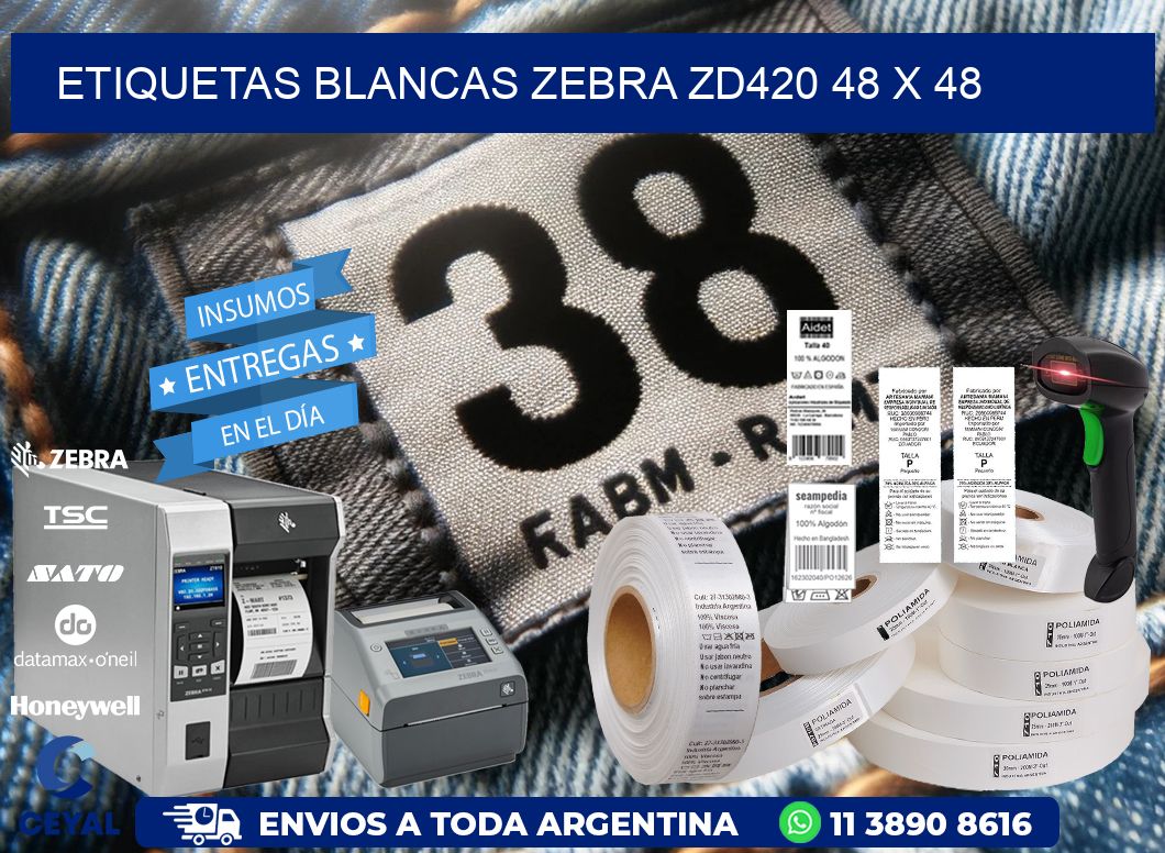 ETIQUETAS BLANCAS ZEBRA ZD420 48 x 48