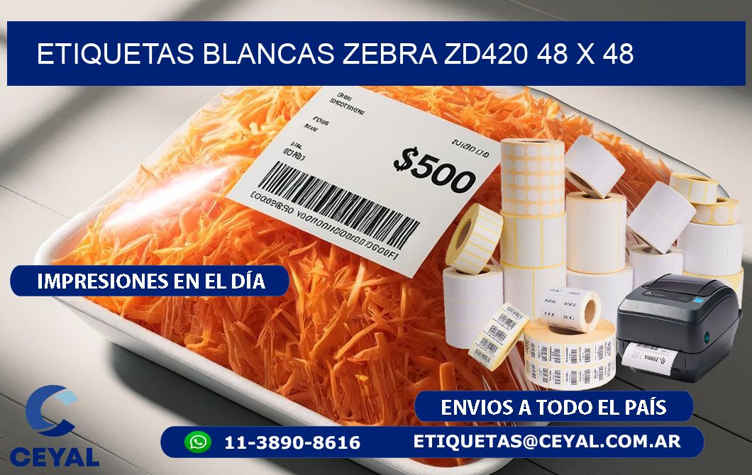 ETIQUETAS BLANCAS ZEBRA ZD420 48 x 48