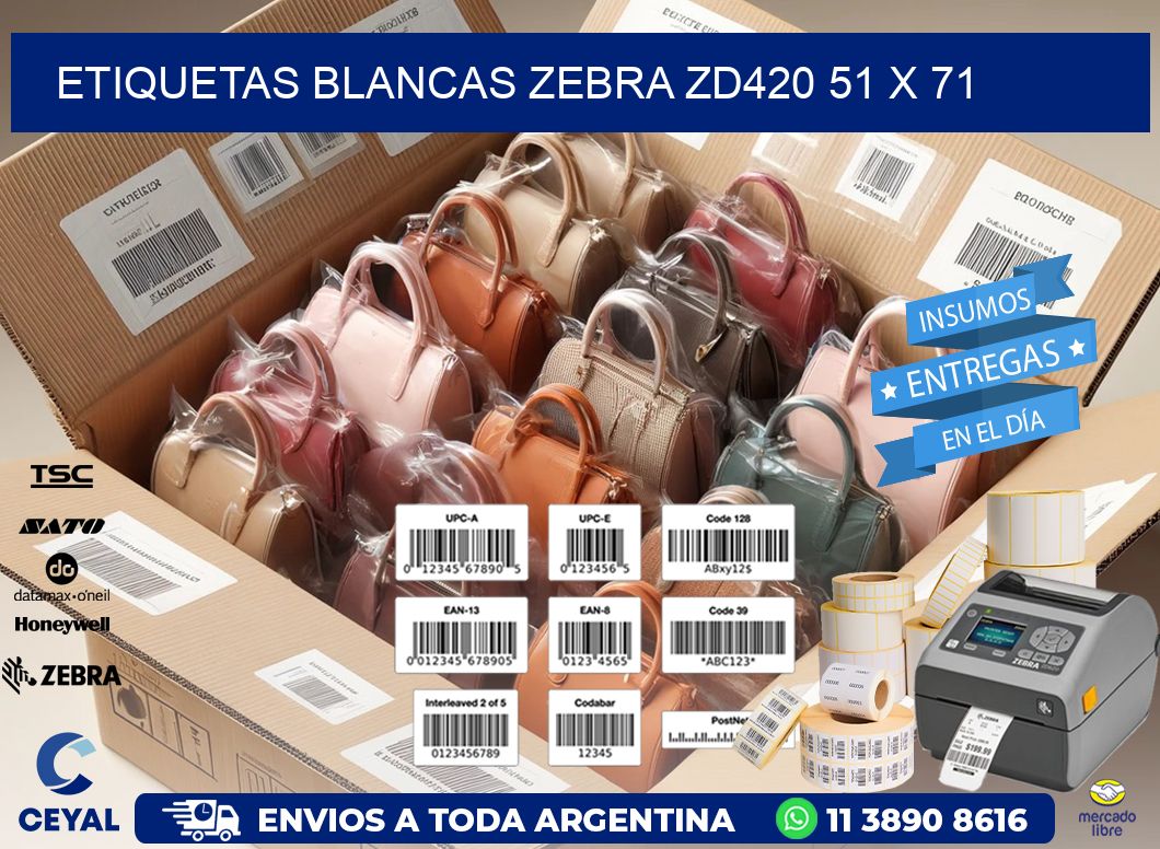 ETIQUETAS BLANCAS ZEBRA ZD420 51 x 71